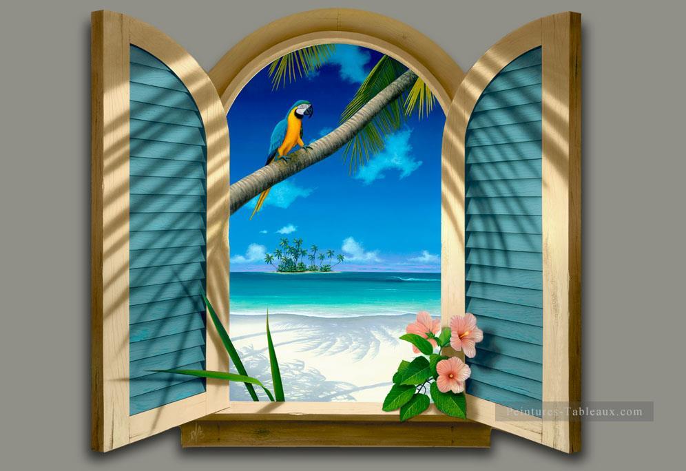 Fenêtre au paradis 3D Magie Peintures à l'huile